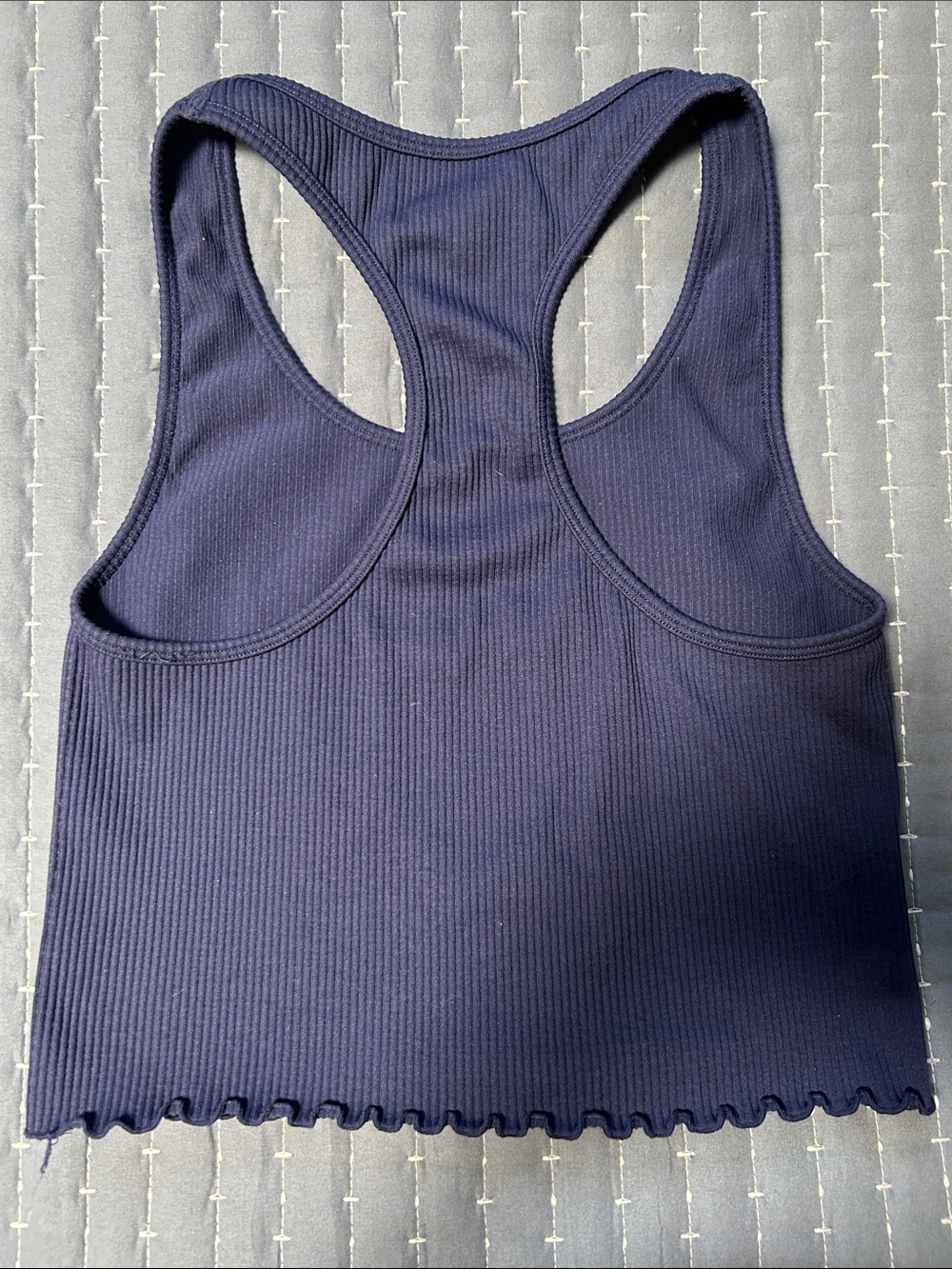 Forever 21 Dark Blue Ribbed Racerback Crop Top - Picture 3 of 3